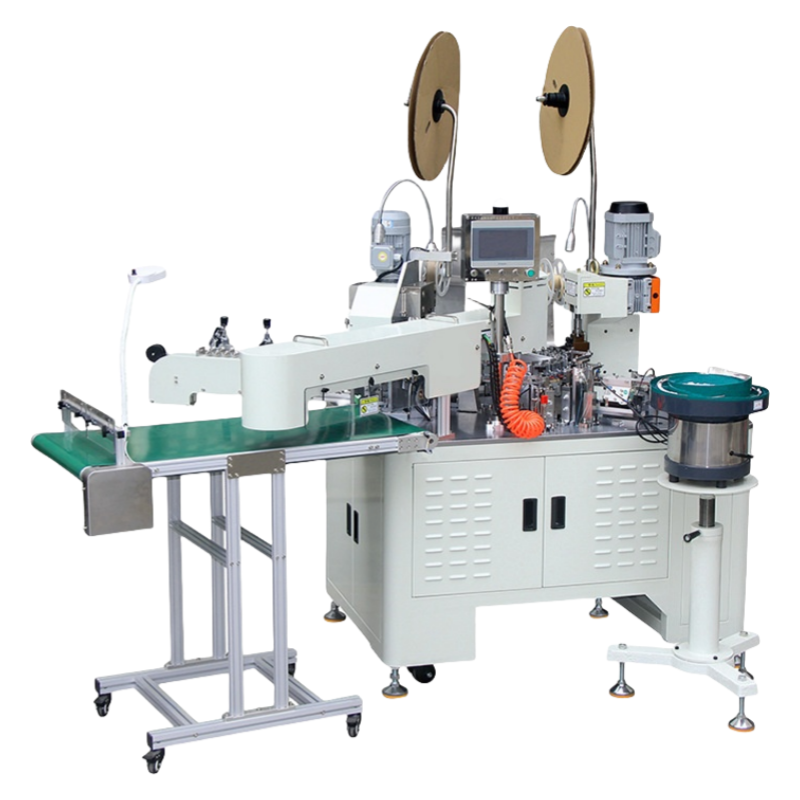 全自動穿護套端子機雙頭裁線單頭沾錫一頭穿護套端子機